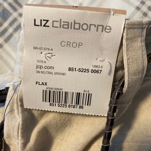 Liz Claiborne crop flax 55% linen 45% cotton - Picture 2 of 4